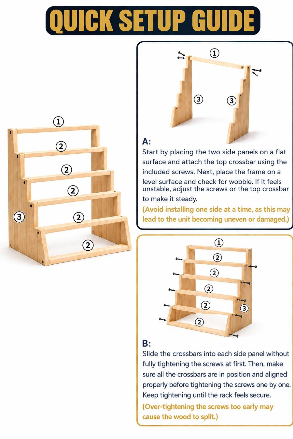 Quick setup guide showing how to assemble The Collector's Shelf card display stand