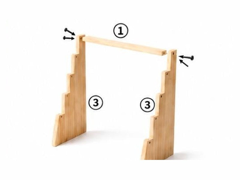 Step 1: attach the top crossbar to both side panels