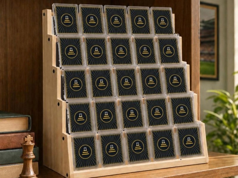 Step 3: the shelf fully loaded with graded cards